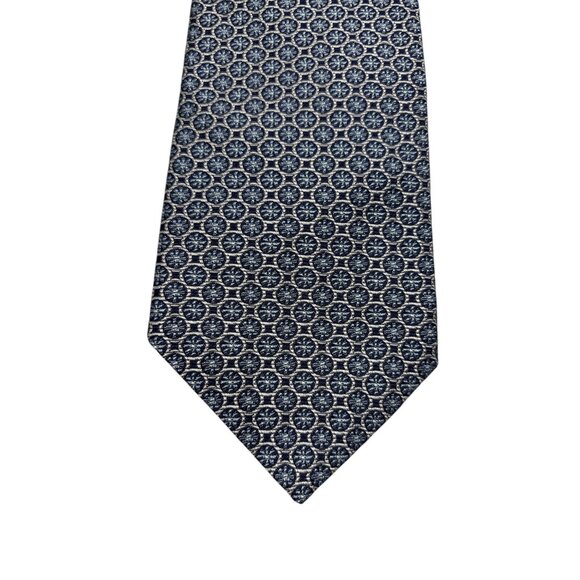 Brooks Brothers XL Navy & Silver Geometric Pattern 100% Silk Tie - Picture 6 of 7